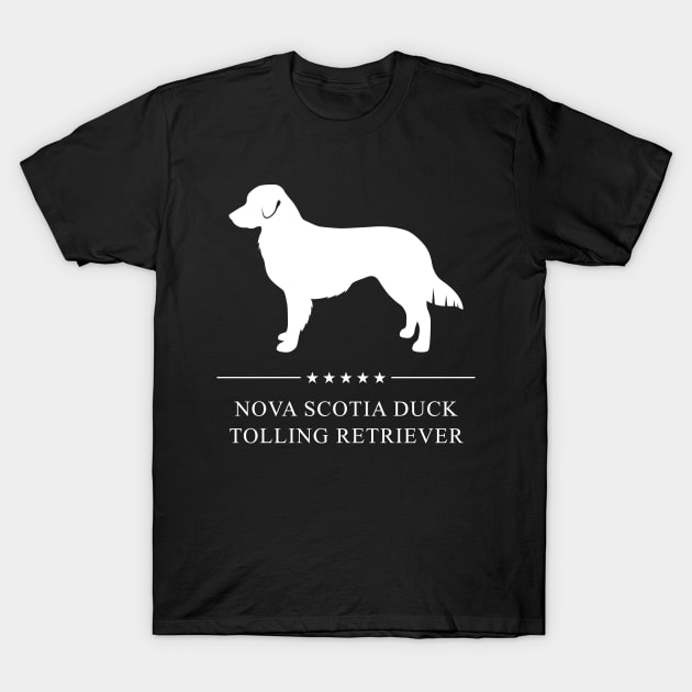 Nova Scotia Duck Tolling Retriever Dog White Silhouette T-Shirt by millersye